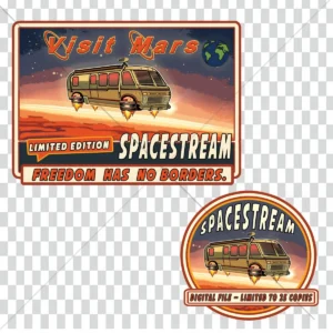 Pack design vanlife rétro-futuriste SpaceStream dos et face téléchargeable