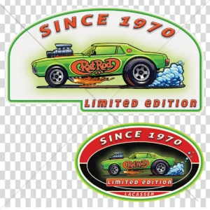 Illustration Mercury Rat Rod vintage style patch collector années 70, design rétro pour t-shirt et sticker