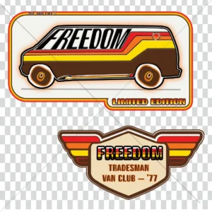 Dodge Tradesman 1977 vintage van design avec patch Tradesman Van Club 77 style custom van années 70