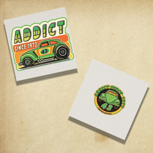 Fichiers t-shirt PNG front et back haute définition 4000x4000 avec design vintage voiture prêts pour impression textile ou print on demand