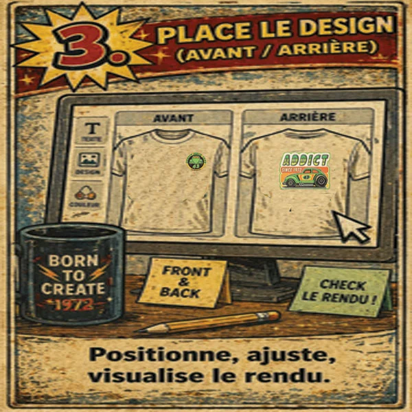 Placement design t-shirt avant arrière PNG 4000x4000 sur plateforme print on demand étape 3 création t-shirt POD
