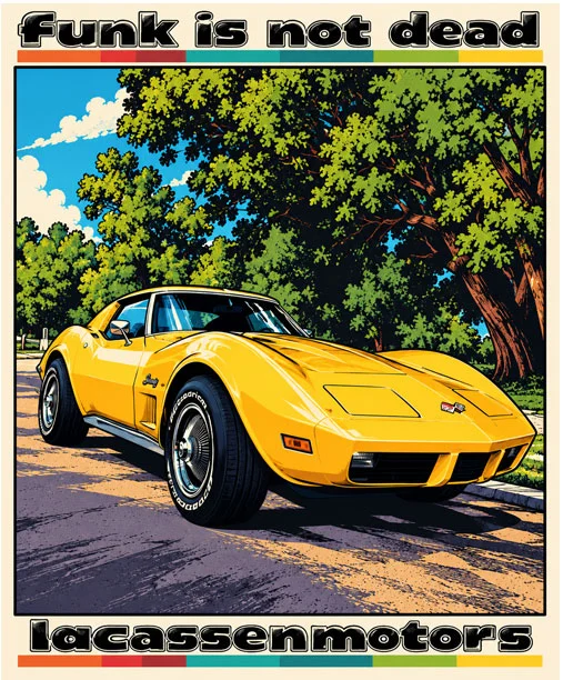 Voiture américaine vintage jaune – Boutique de designs T-shirt Lacassen
